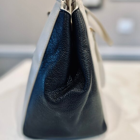 Kate Spade Matthews Drive Pebbled Leather Holland Satchel - Black and Ivory - Picture 4 of 16